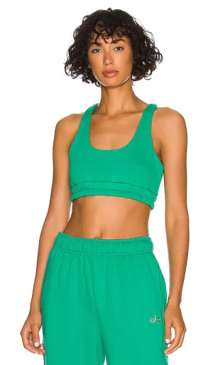 alo Scoop Neck Sweatshirt Bra Top in Green