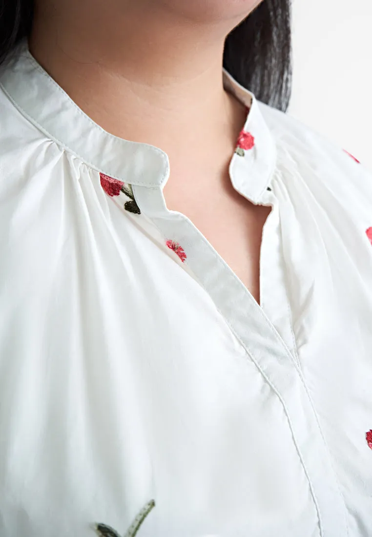 Alon Tropical Escape Floral Embroidery Blouse