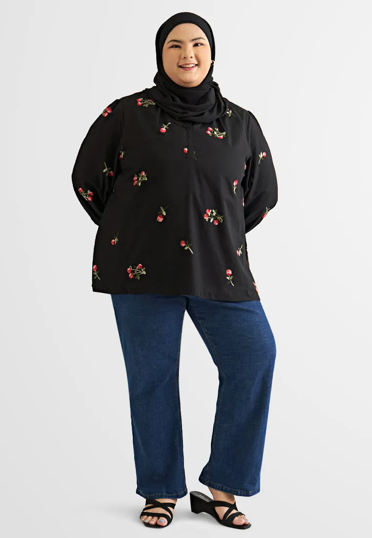 Alon Tropical Escape Floral Embroidery Blouse