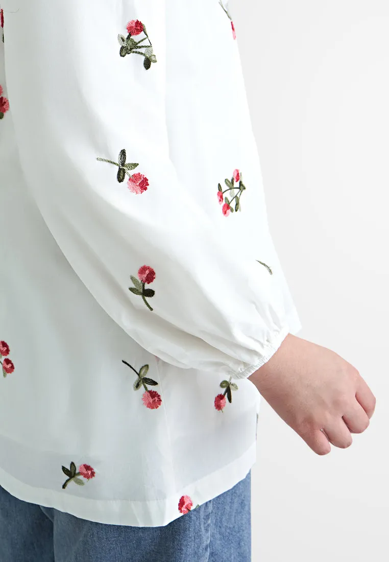 Alon Tropical Escape Floral Embroidery Blouse