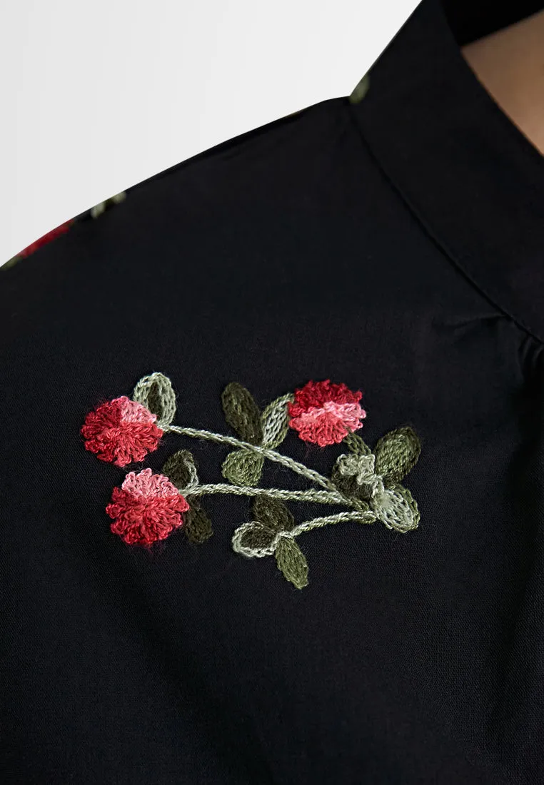 Alon Tropical Escape Floral Embroidery Blouse