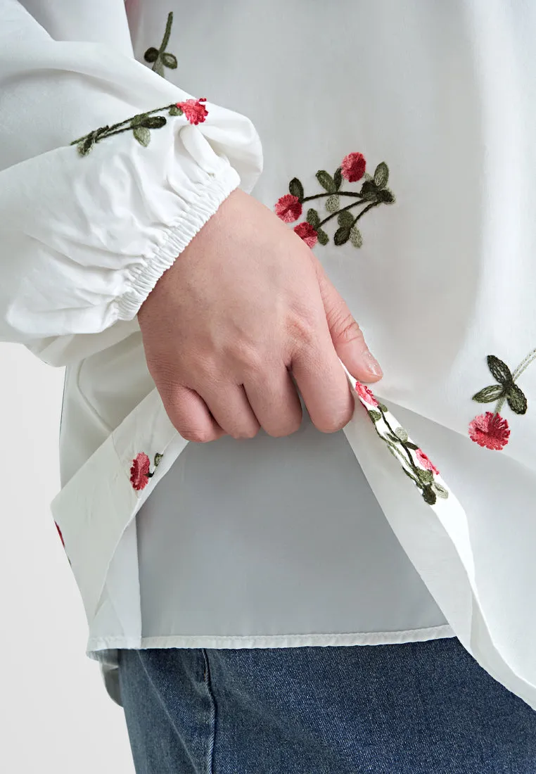 Alon Tropical Escape Floral Embroidery Blouse