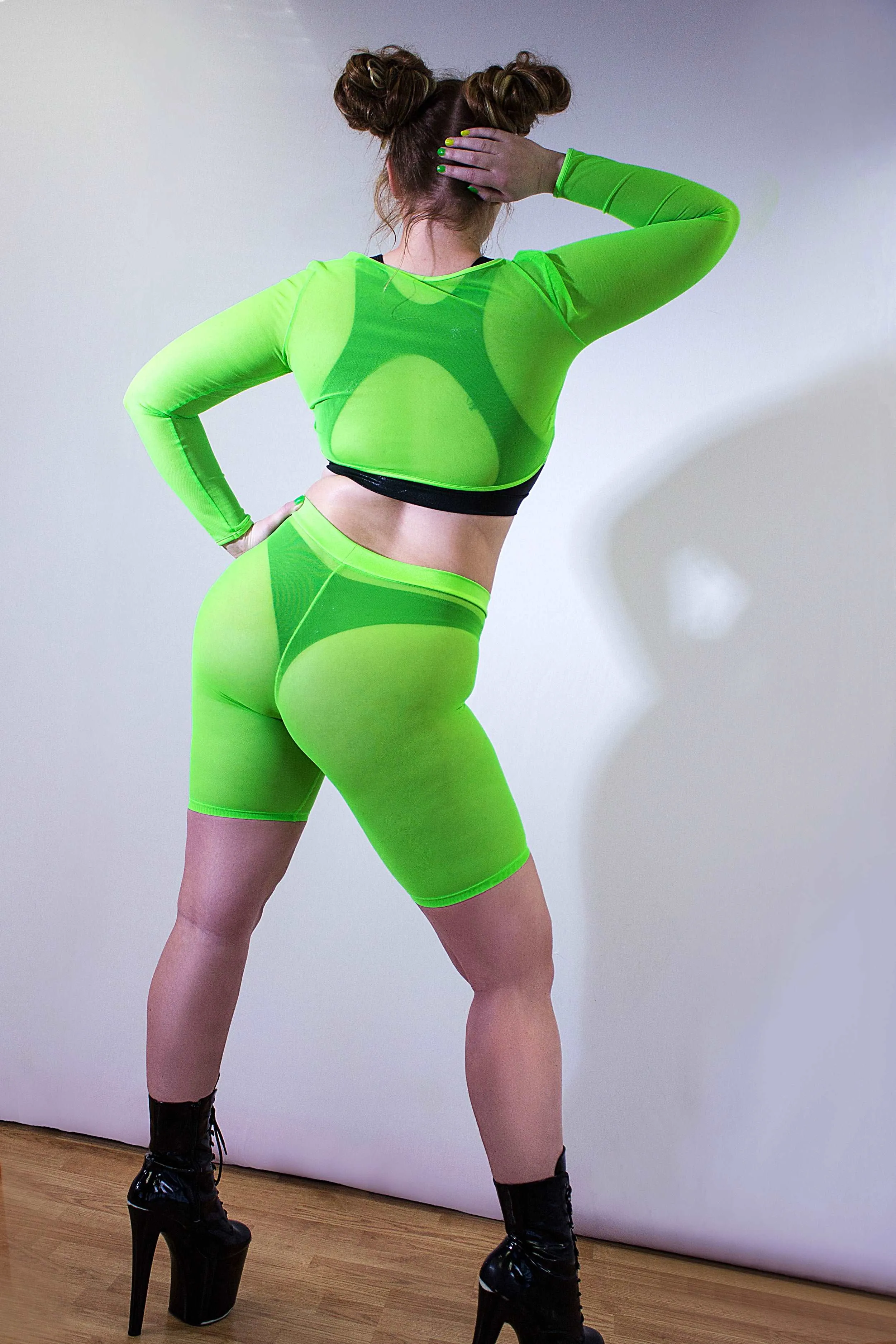 Biker Shorts Stretch mesh  / Neon Lime mesh