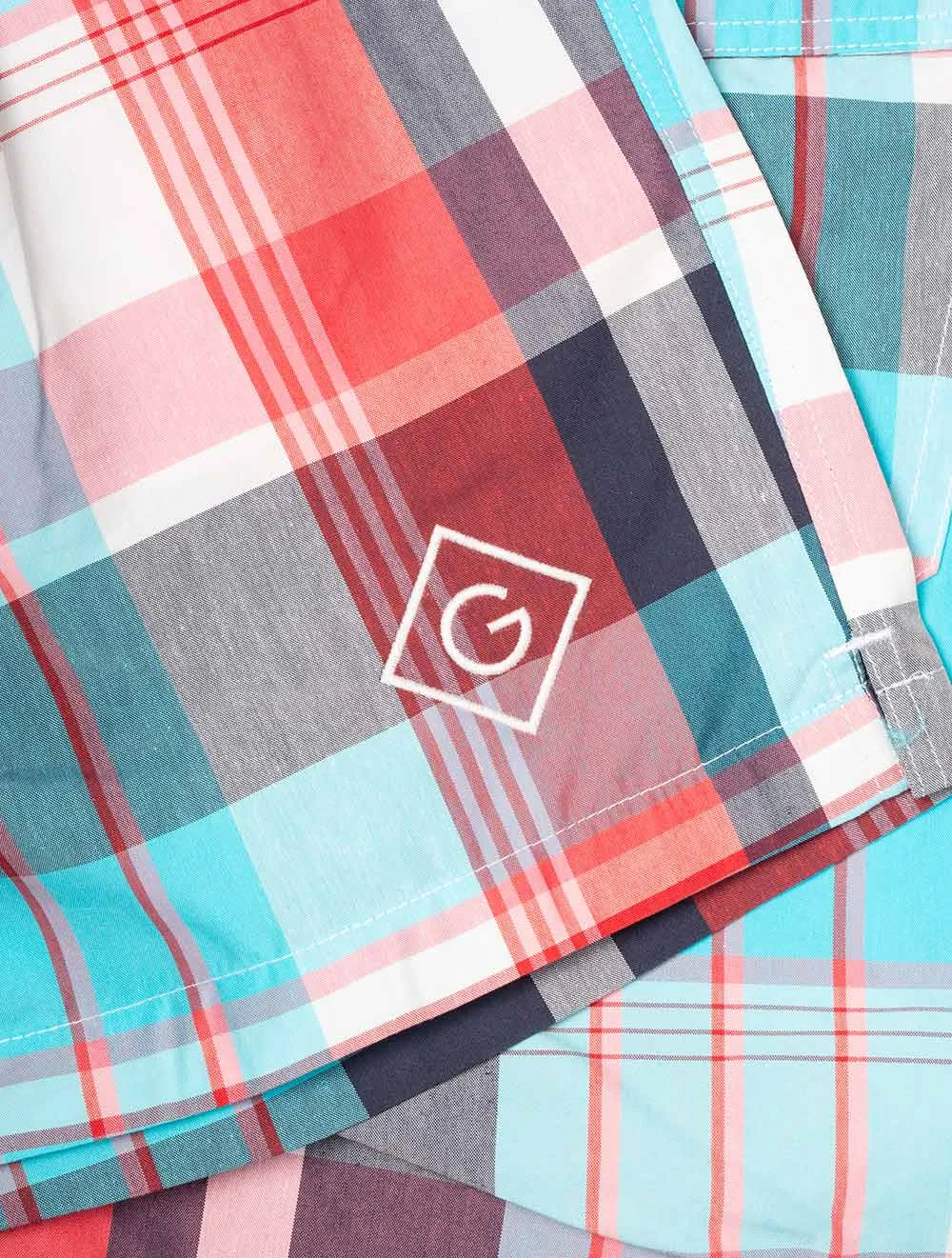 Classic Fit Madras Check Swim Shorts Turquoise Lagoon