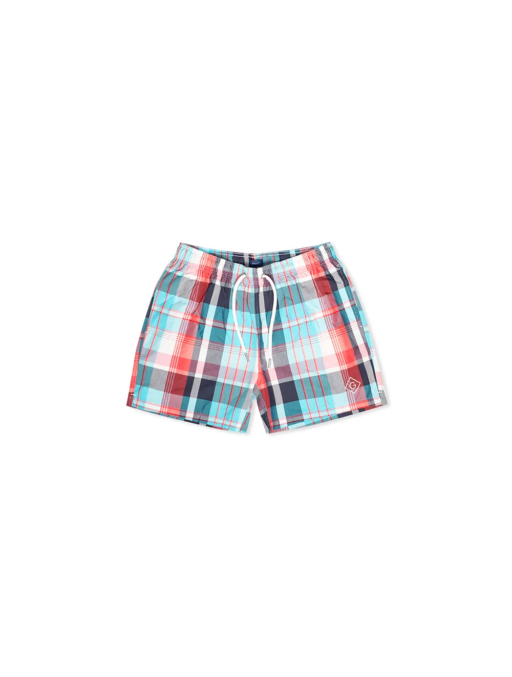 Classic Fit Madras Check Swim Shorts Turquoise Lagoon