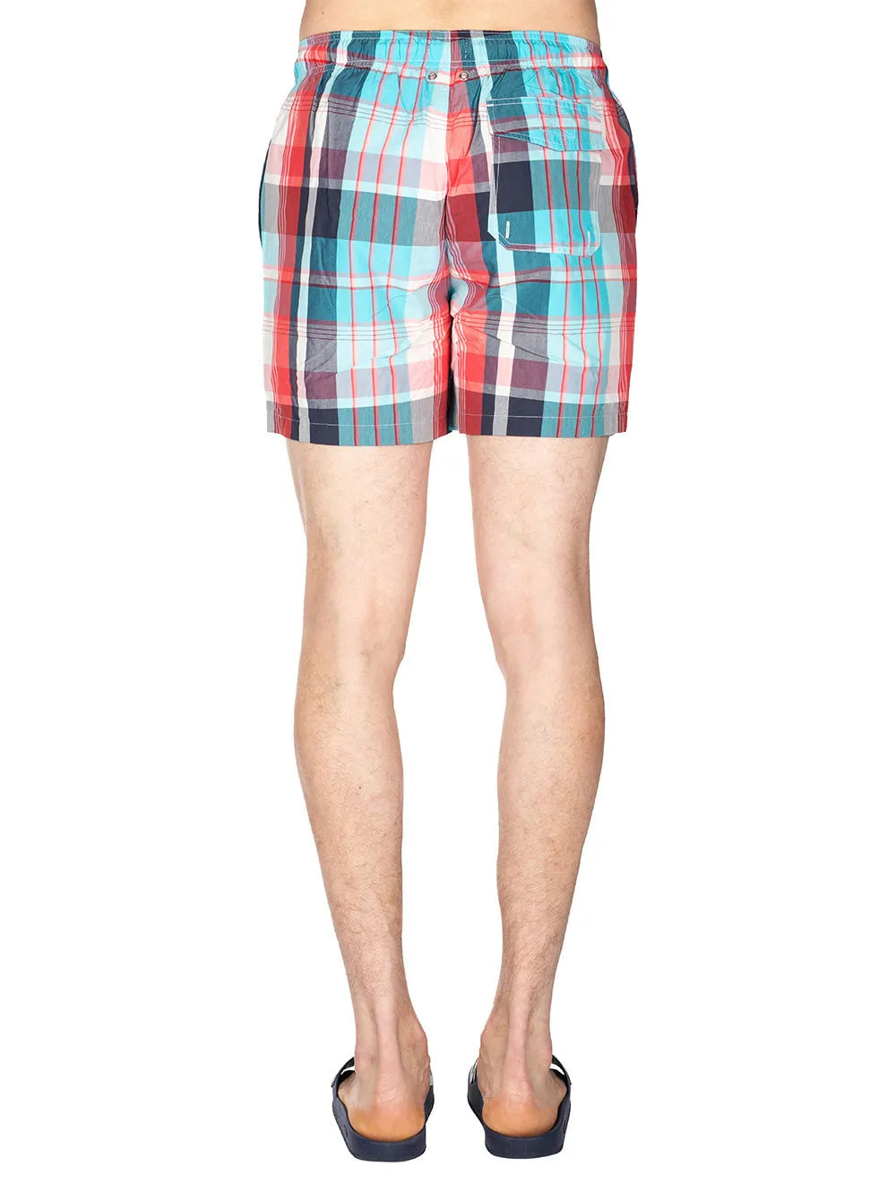 Classic Fit Madras Check Swim Shorts Turquoise Lagoon