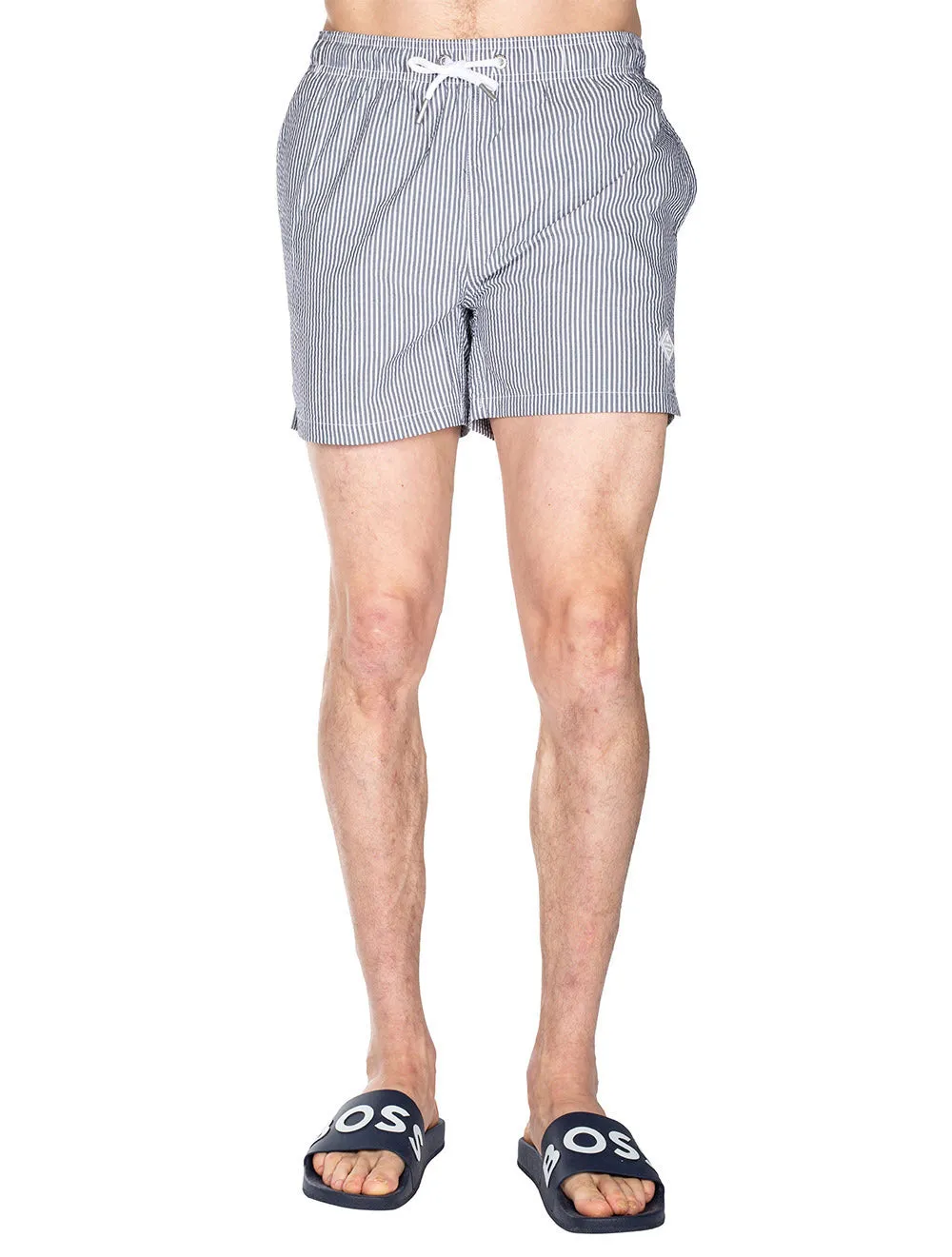 Classic Fit Seersucker Swim Shorts Marine