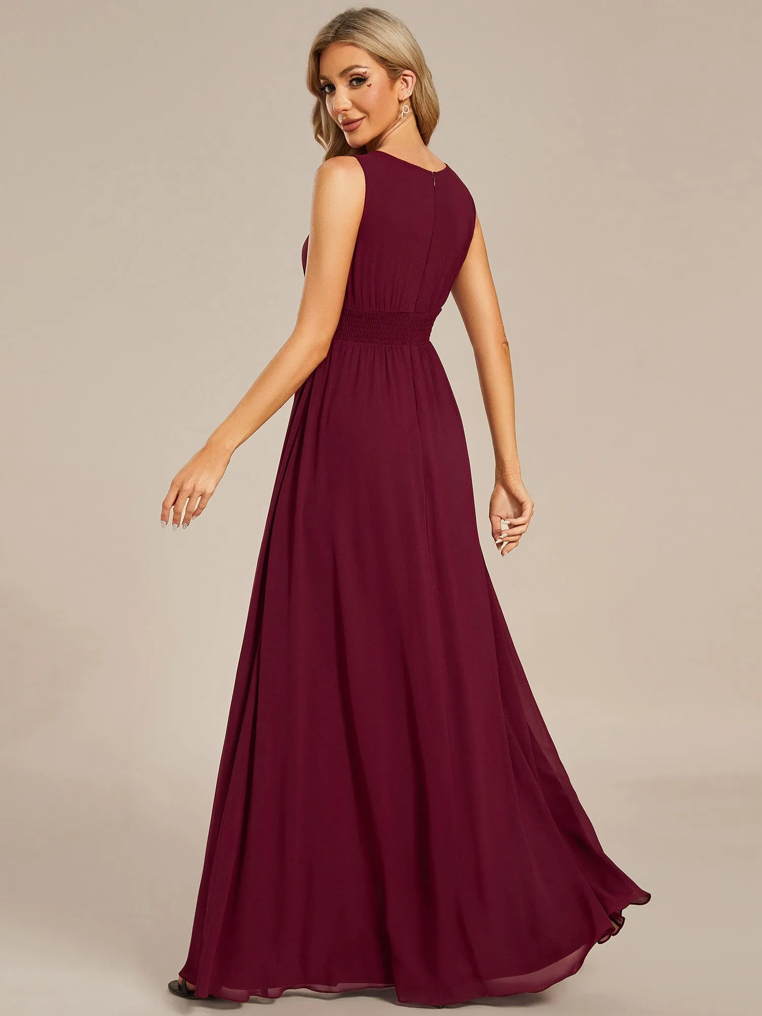 Elegant Sleeveless Pleated Sequin Wholesale Bridesmaids Dress
