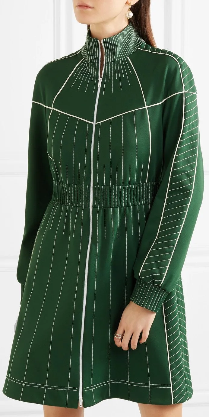 Embroidered Zip Mini Dress