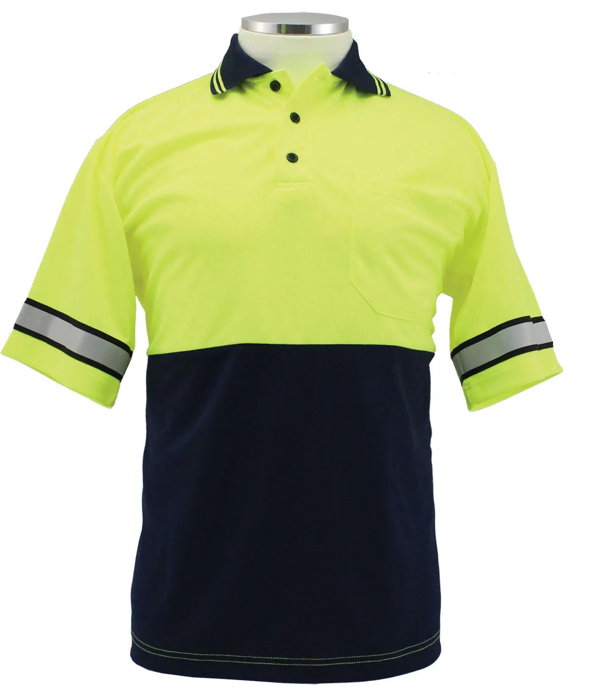 First Class High Visibility Two Tone Polo Shirt with Reflective Stripes