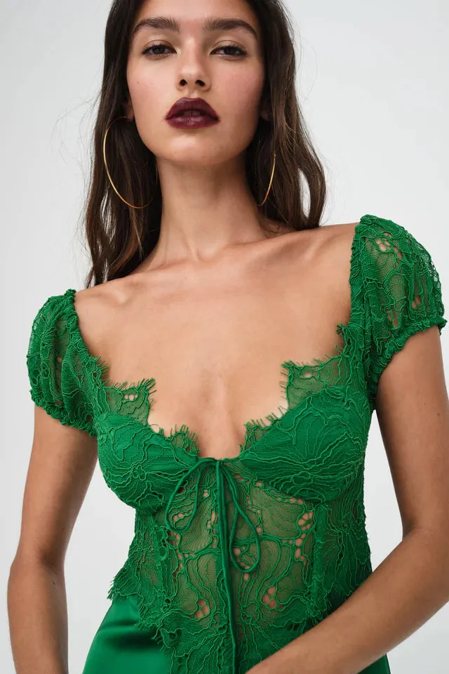 For Love & Lemons Casey Maxi Dress - Green