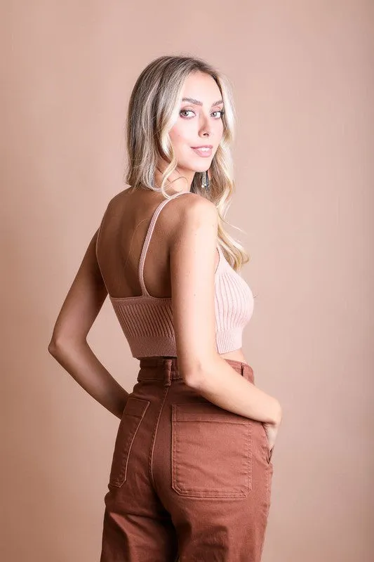 FREE MIND Contour Rib Knit Brami Lounge Top