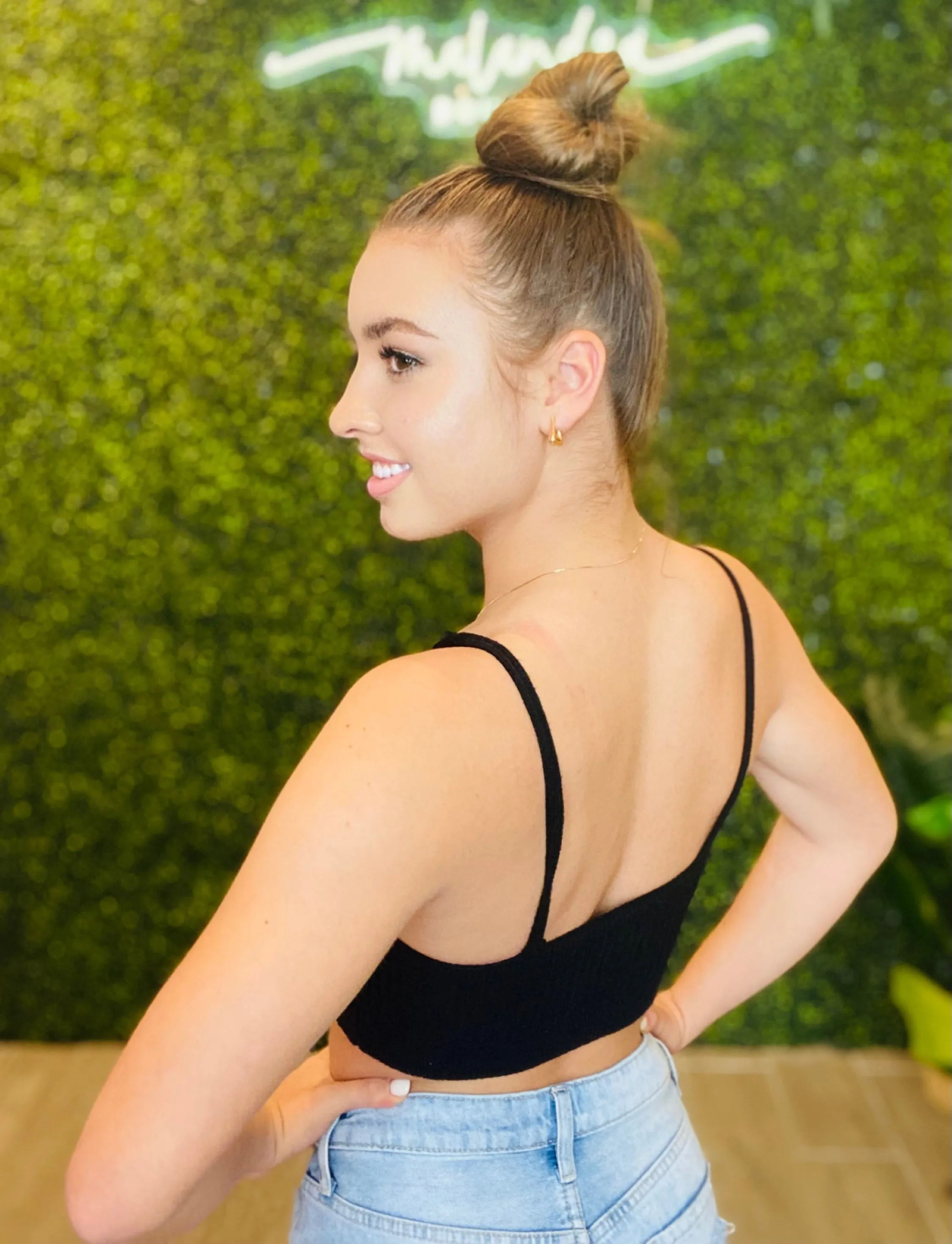 FREE MIND Contour Rib Knit Brami Lounge Top