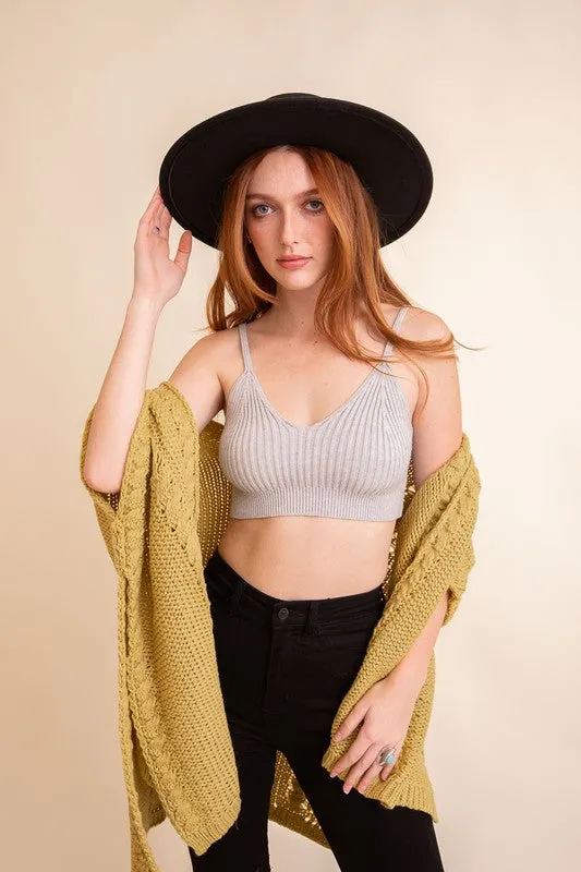 FREE MIND Contour Rib Knit Brami Lounge Top