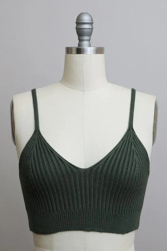 FREE MIND Contour Rib Knit Brami Lounge Top