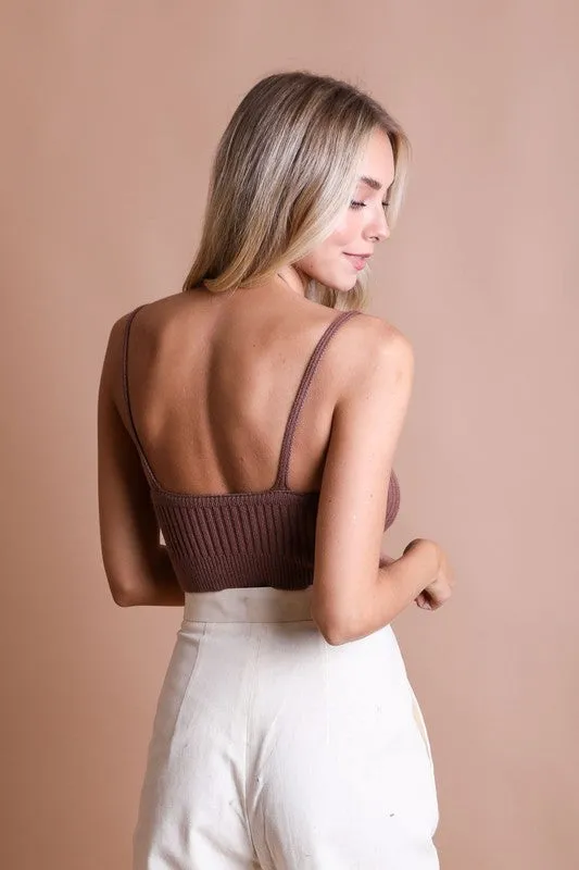 FREE MIND Contour Rib Knit Brami Lounge Top