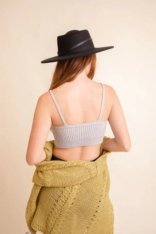 FREE MIND Contour Rib Knit Brami Lounge Top