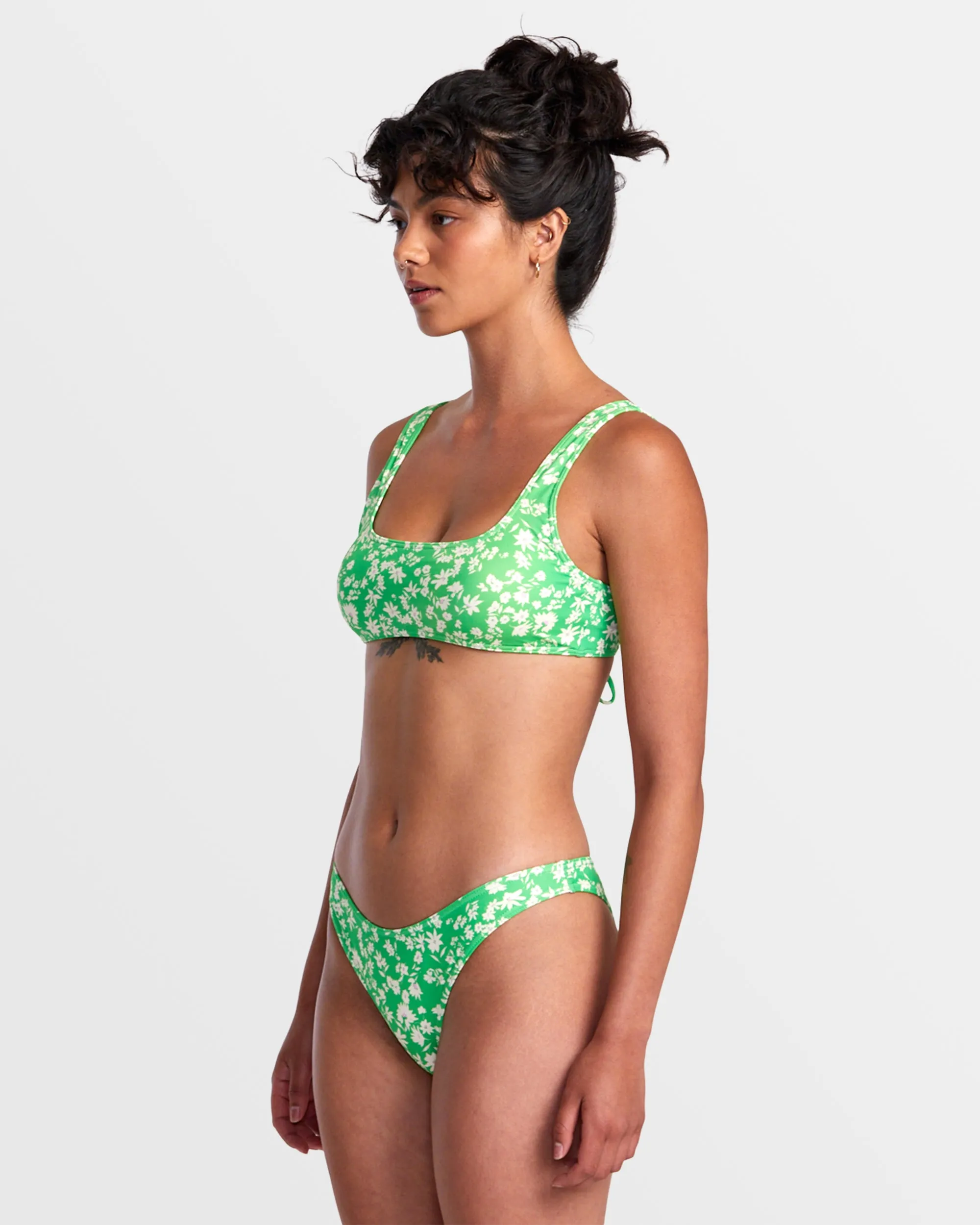 Garden Party Laceback Bralette Bikini Top - Classic Green