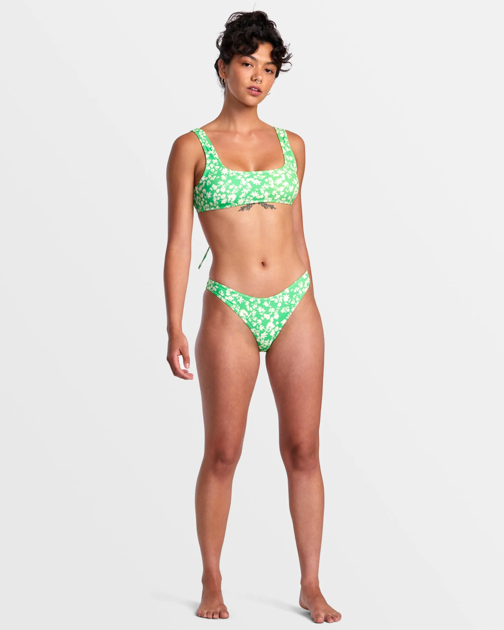 Garden Party Laceback Bralette Bikini Top - Classic Green