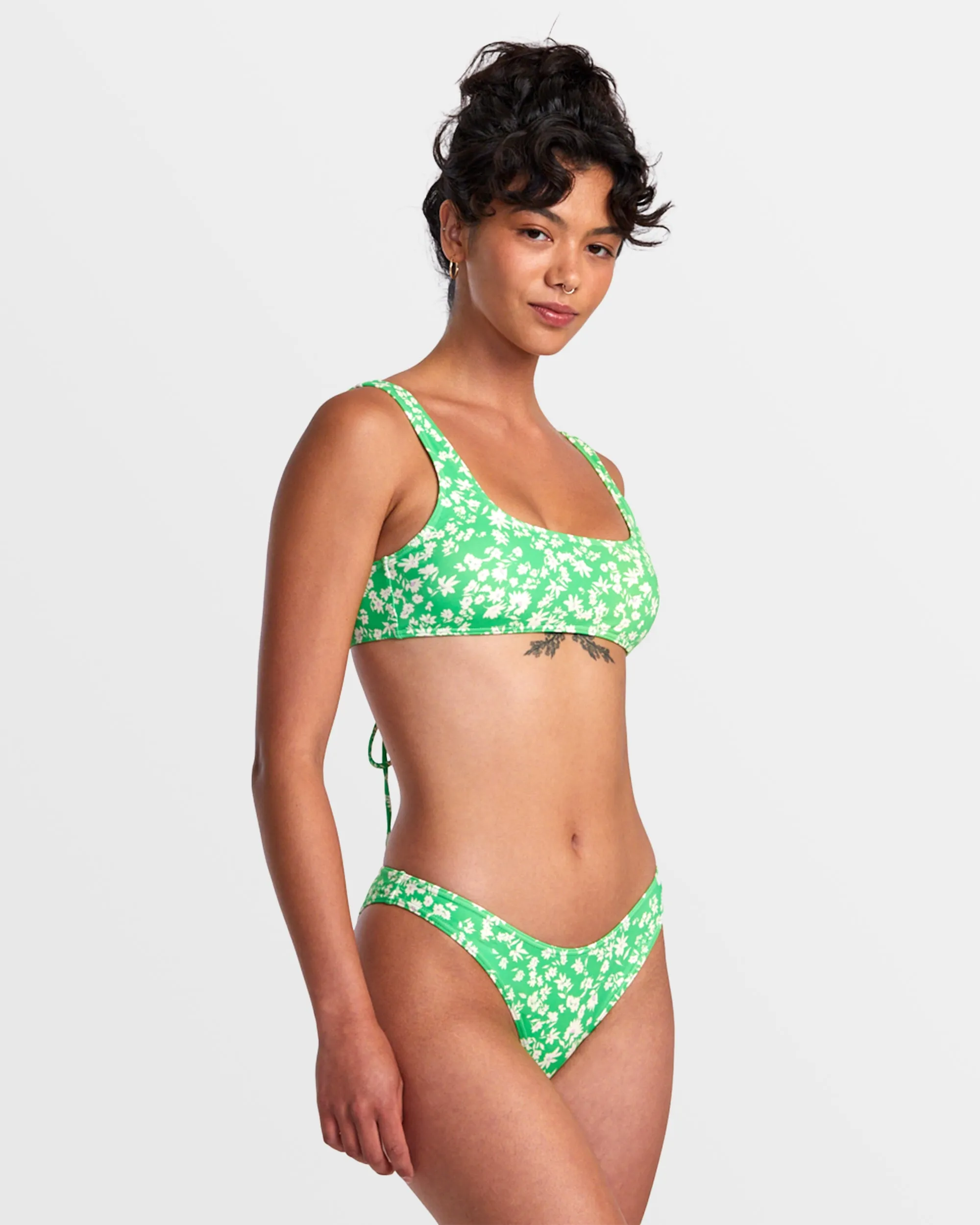 Garden Party Laceback Bralette Bikini Top - Classic Green