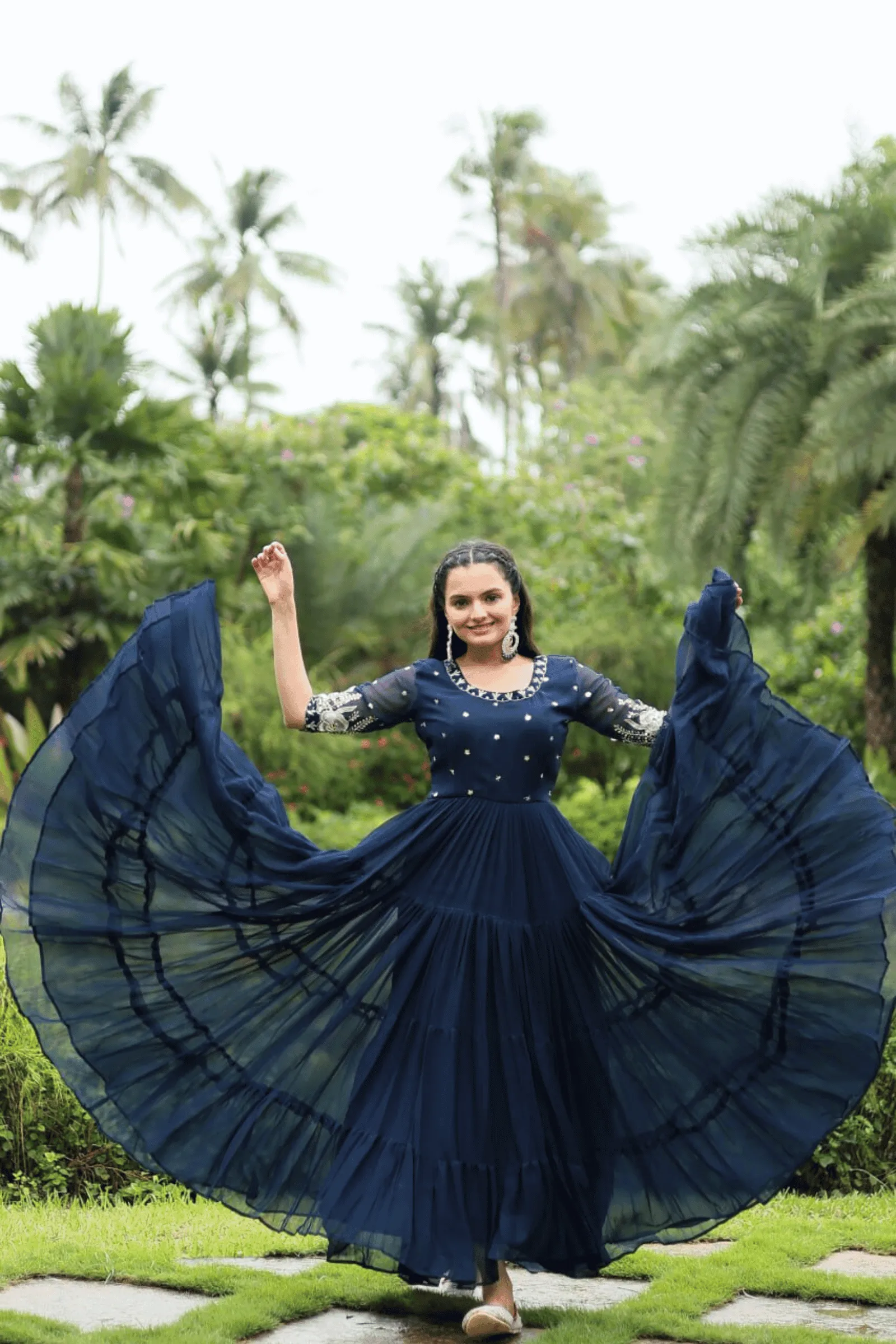 Glamwiz Midnight Blue Anarkali Gown