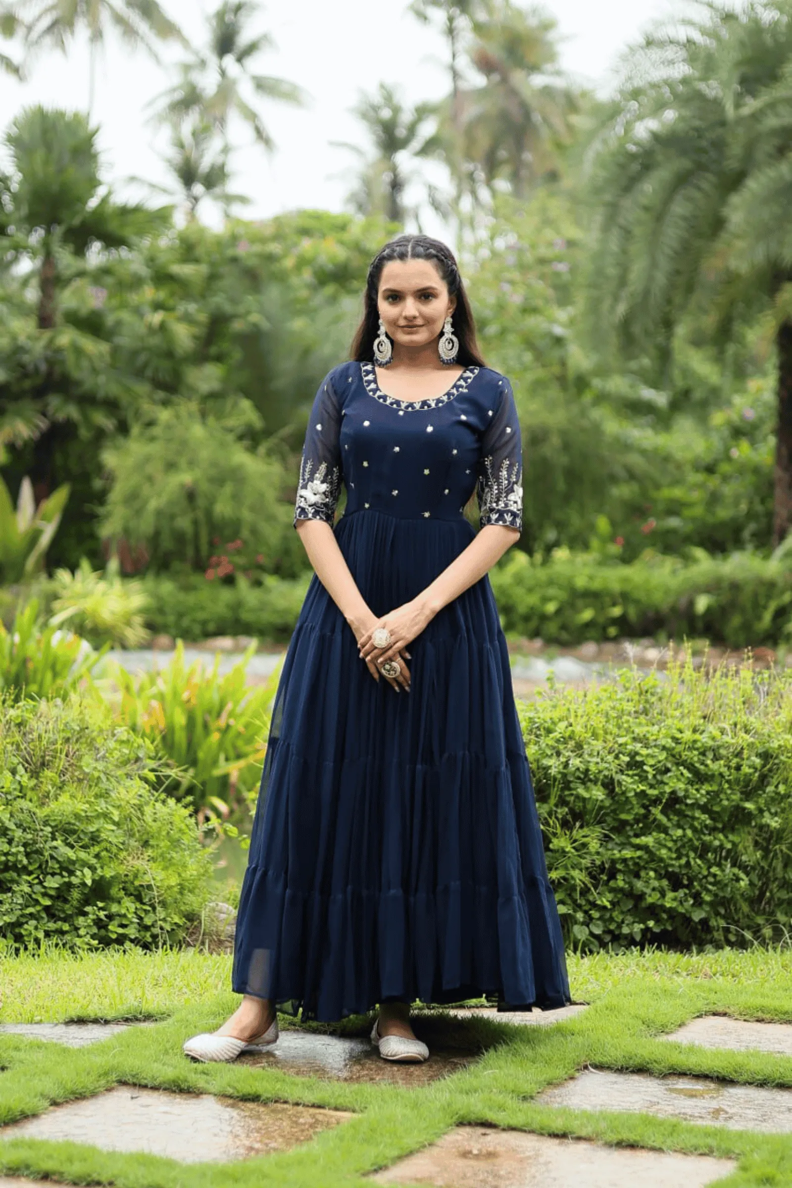 Glamwiz Midnight Blue Anarkali Gown