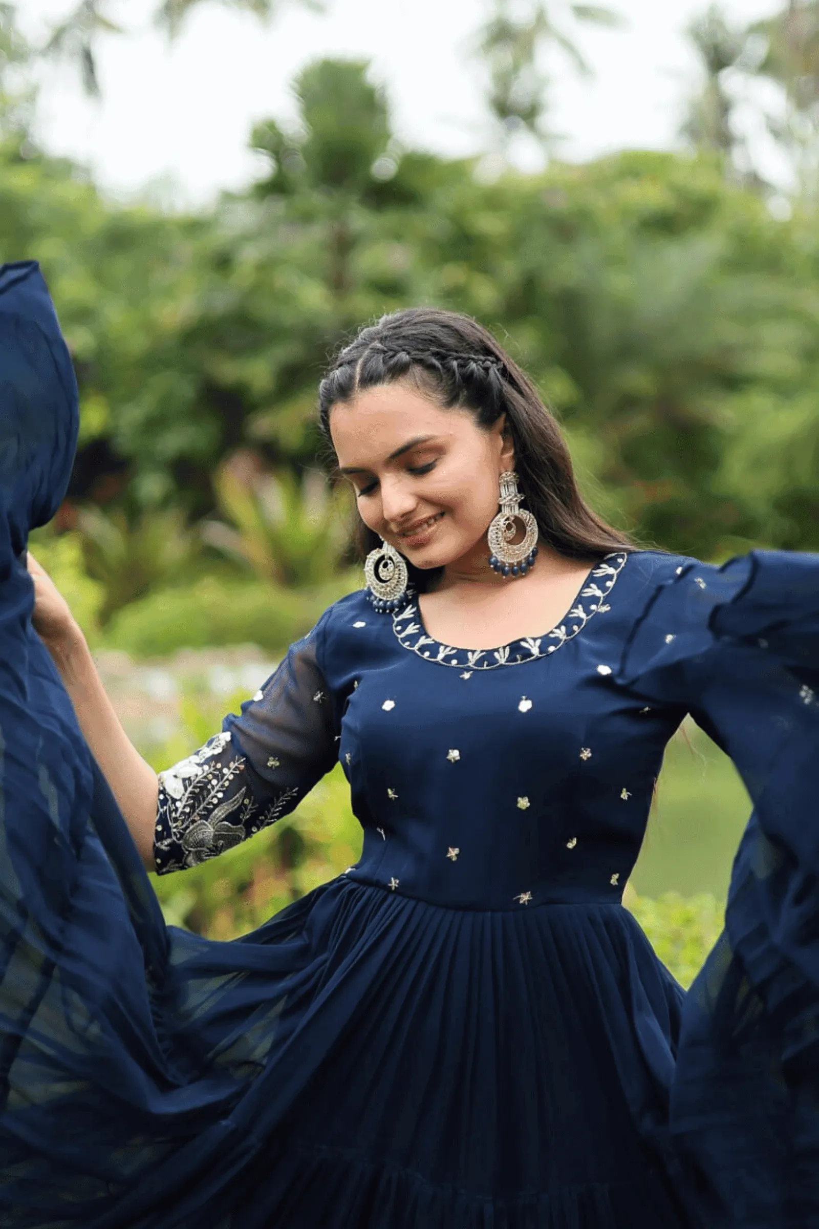 Glamwiz Midnight Blue Anarkali Gown