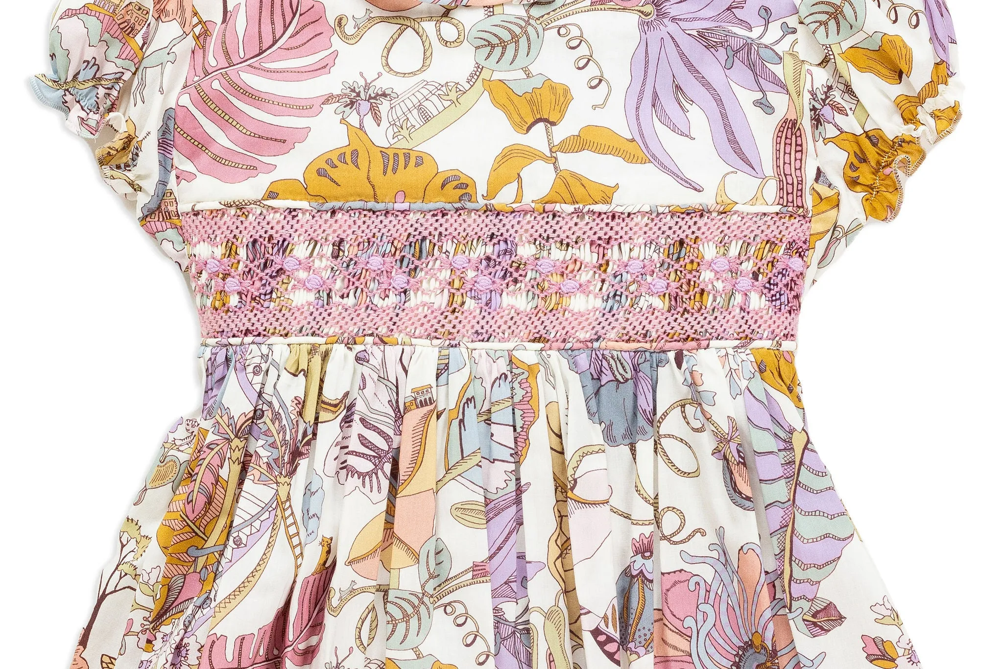 Hand Embroidered Dress in Liberty Lavender Fabric