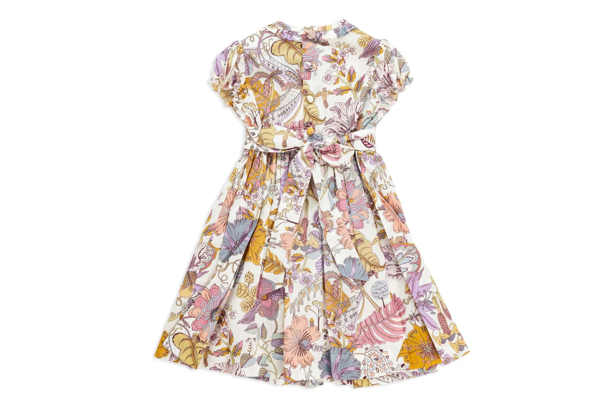Hand Embroidered Dress in Liberty Lavender Fabric