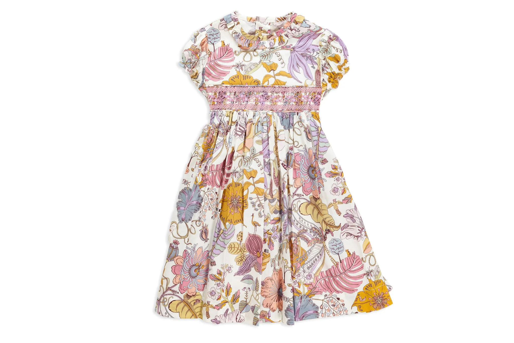 Hand Embroidered Dress in Liberty Lavender Fabric