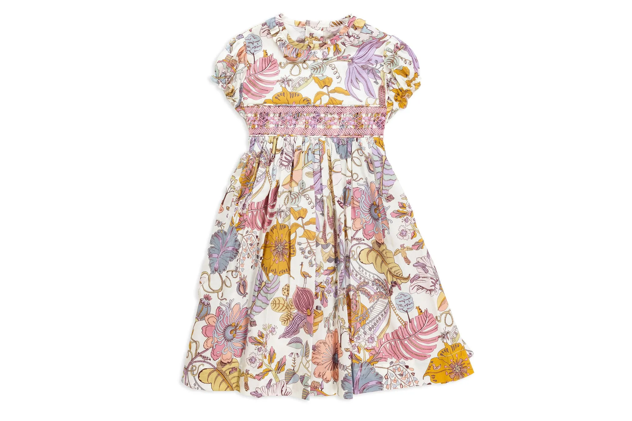 Hand Embroidered Dress in Liberty Lavender Fabric