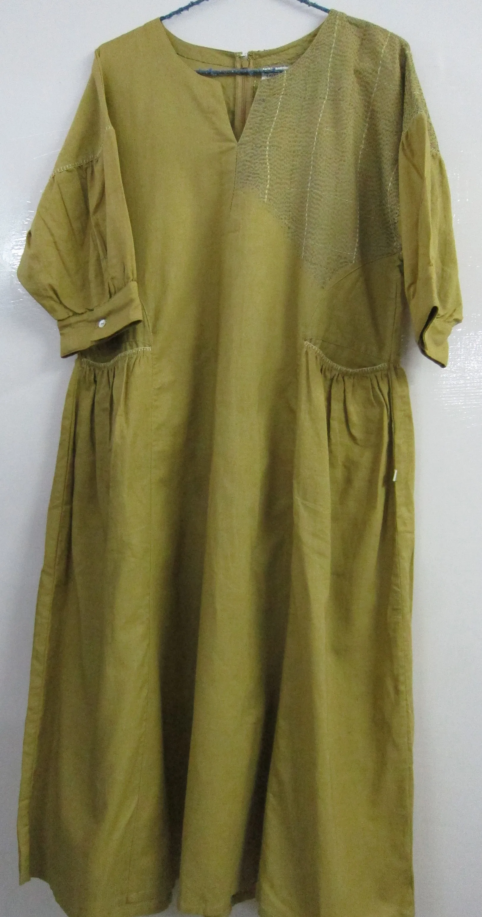 Linen Gathered Pocket Dress (READY TO SHIP)