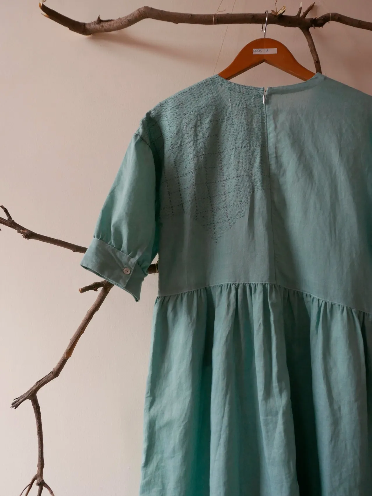 Linen Gathered Pocket Dress (READY TO SHIP)
