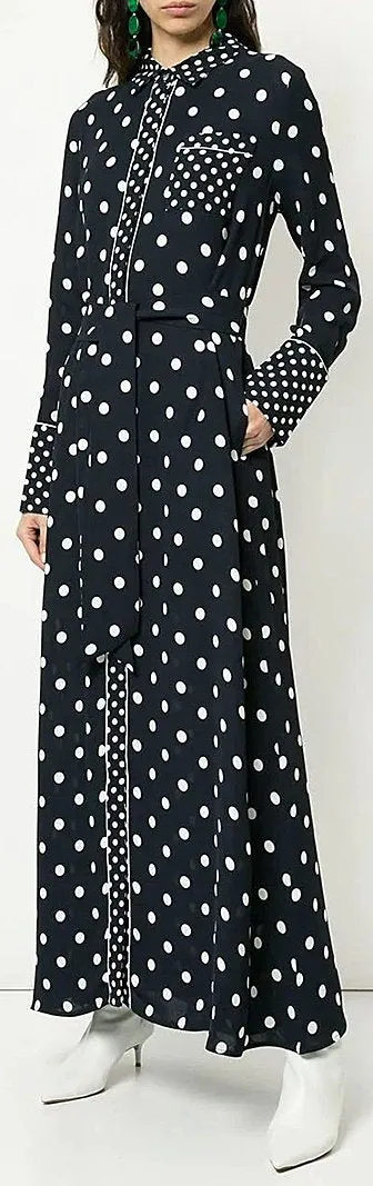 Long Polka Dot Printed Dress