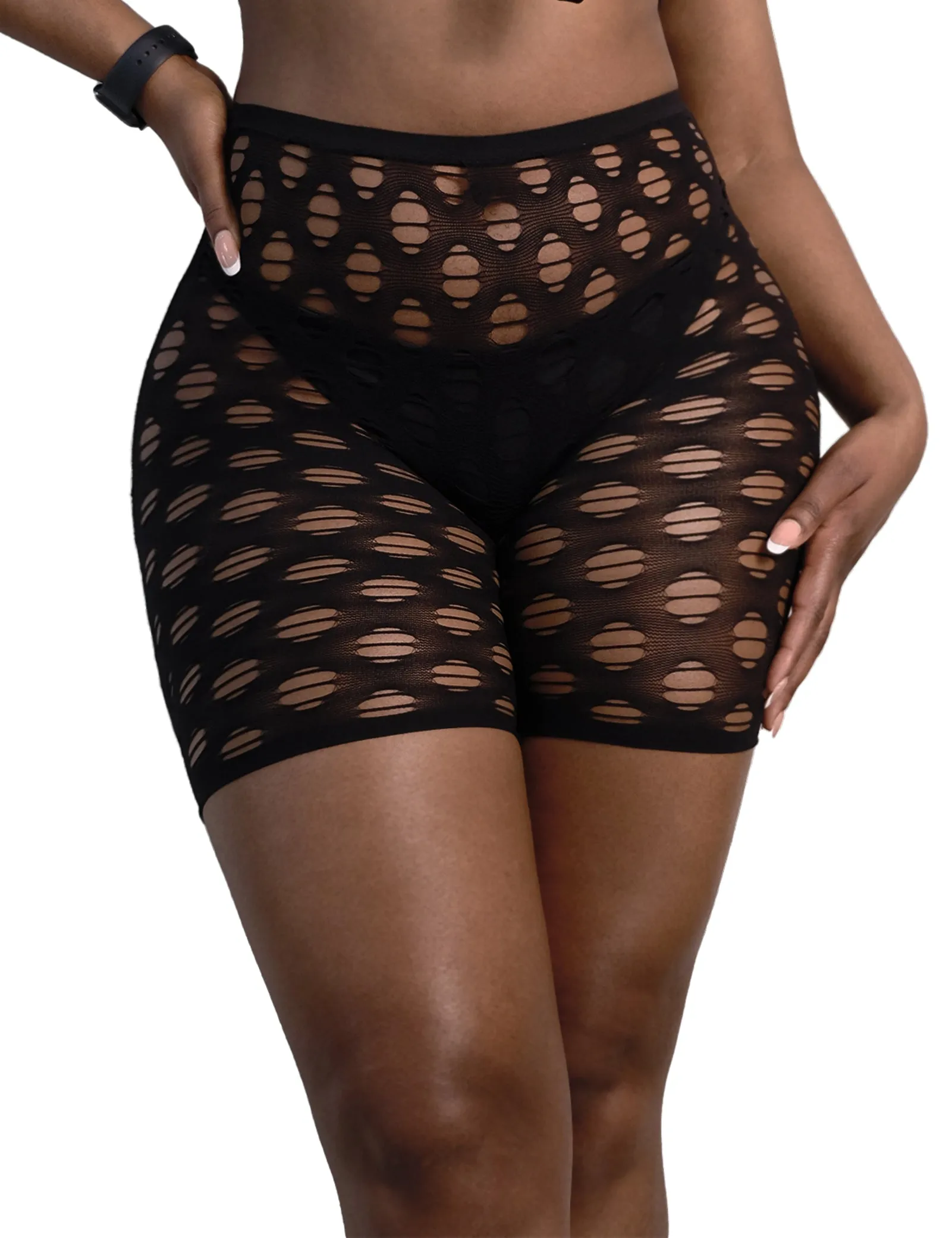 Lunedear Womens Sexy Shorts Black Ripped Fishnet Stockings Biker Shorts Festival Dance Party Mesh Shorts Summer Beach Coverup Shorts