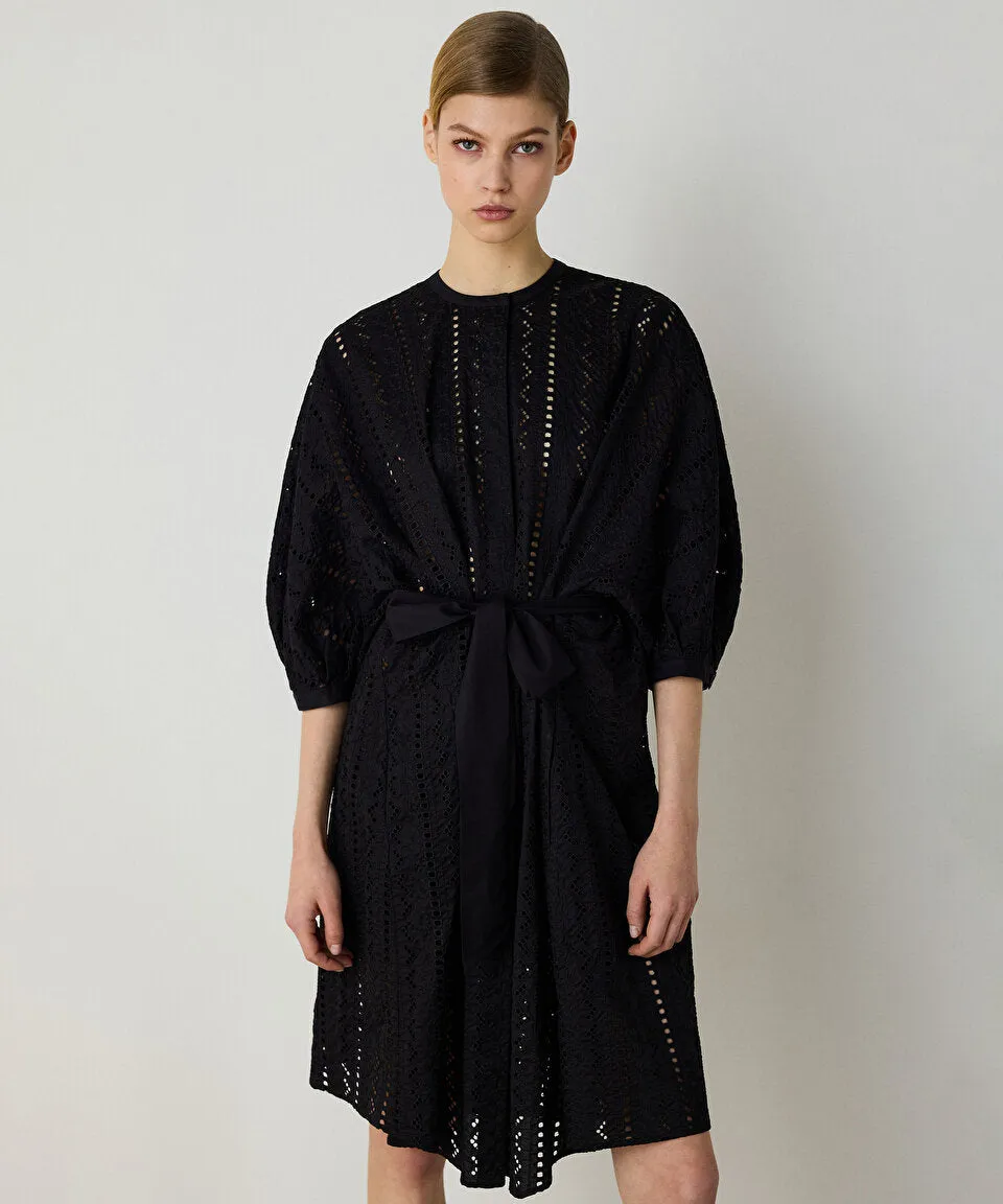 Machka Embroidered Shirt Dress Black