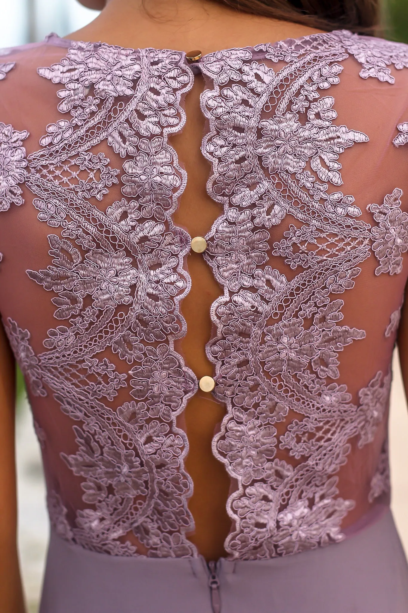 Mauve Maxi Dress with Embroidered Top and Slit