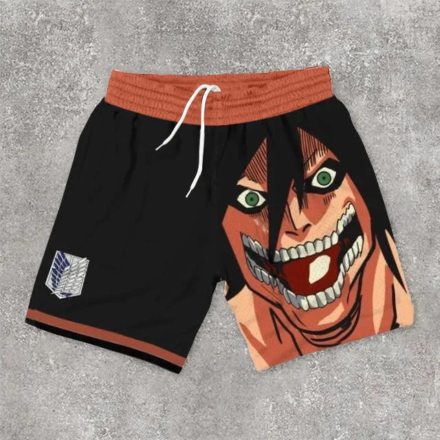 Men's fashion preppy print mesh shorts