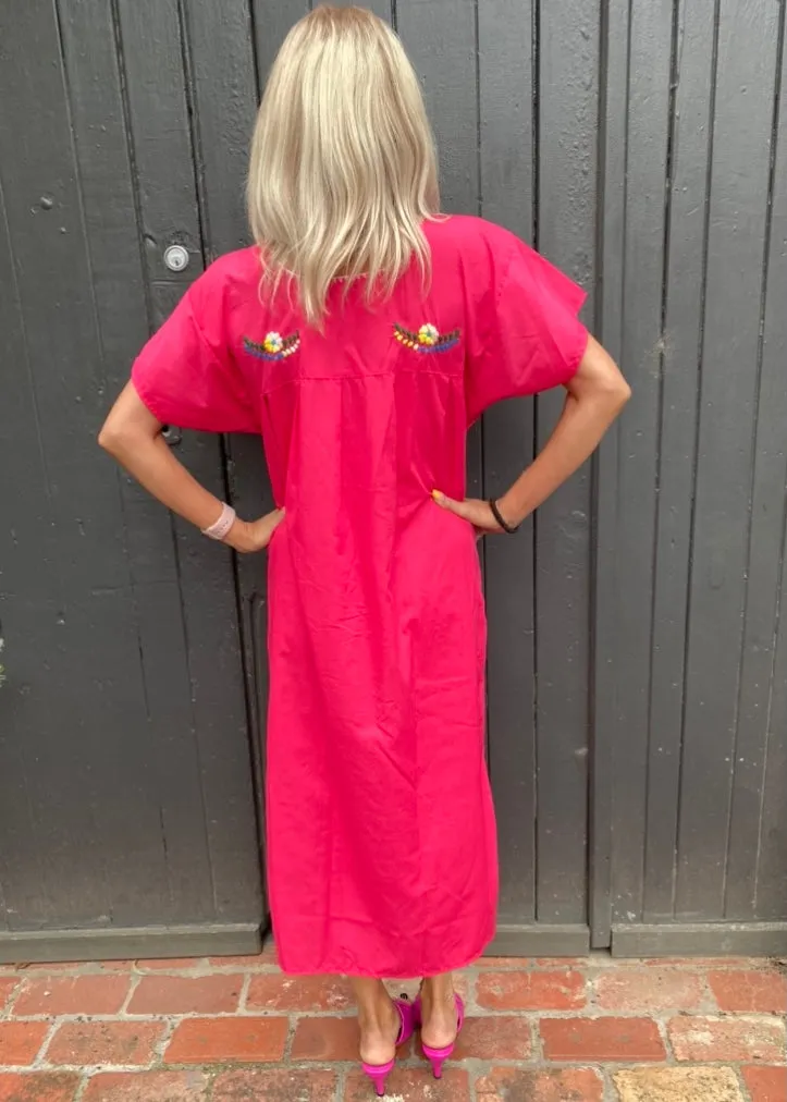 Mexicana Embroidered Dress - Pink