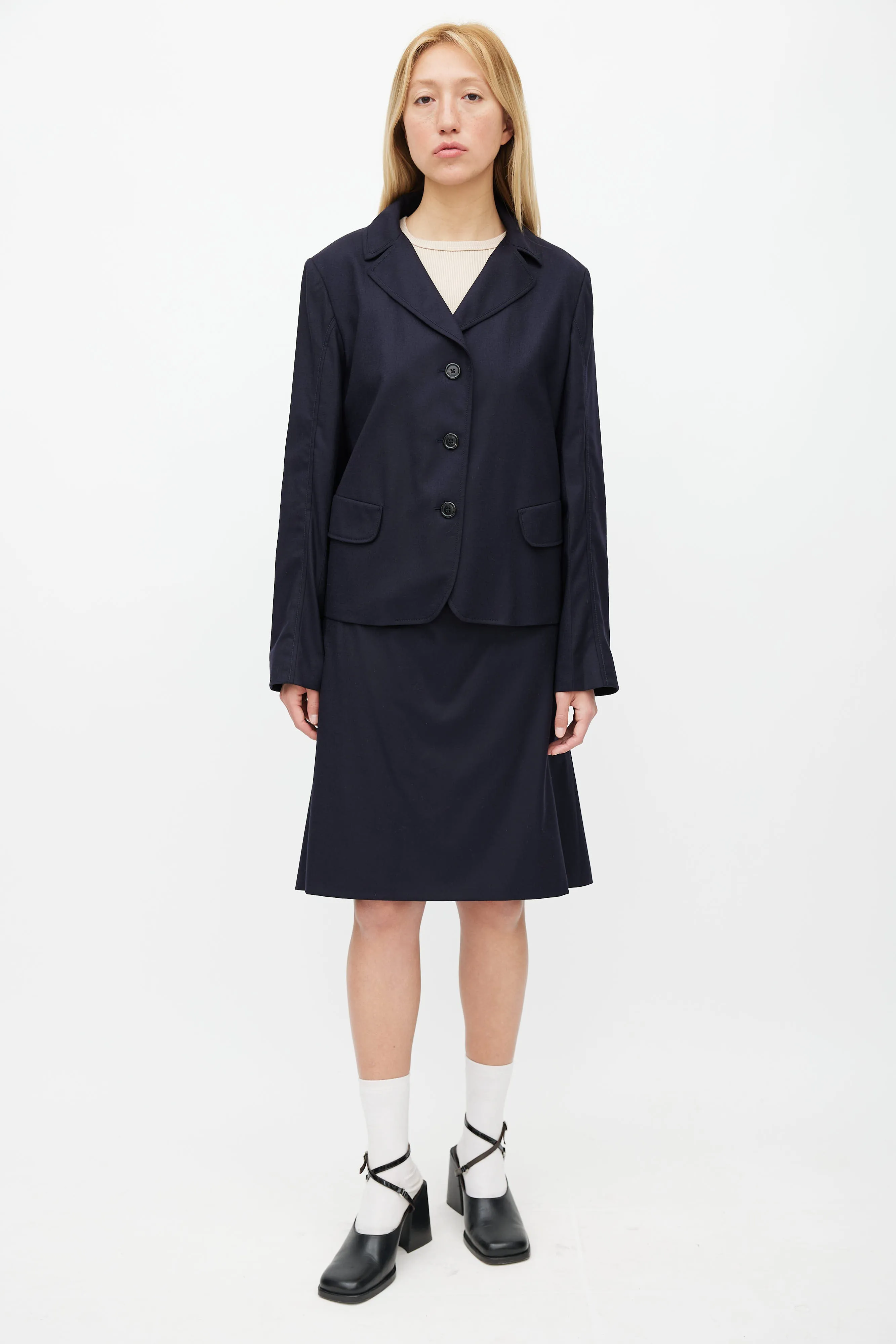 Navy Blazer & Skirt Set