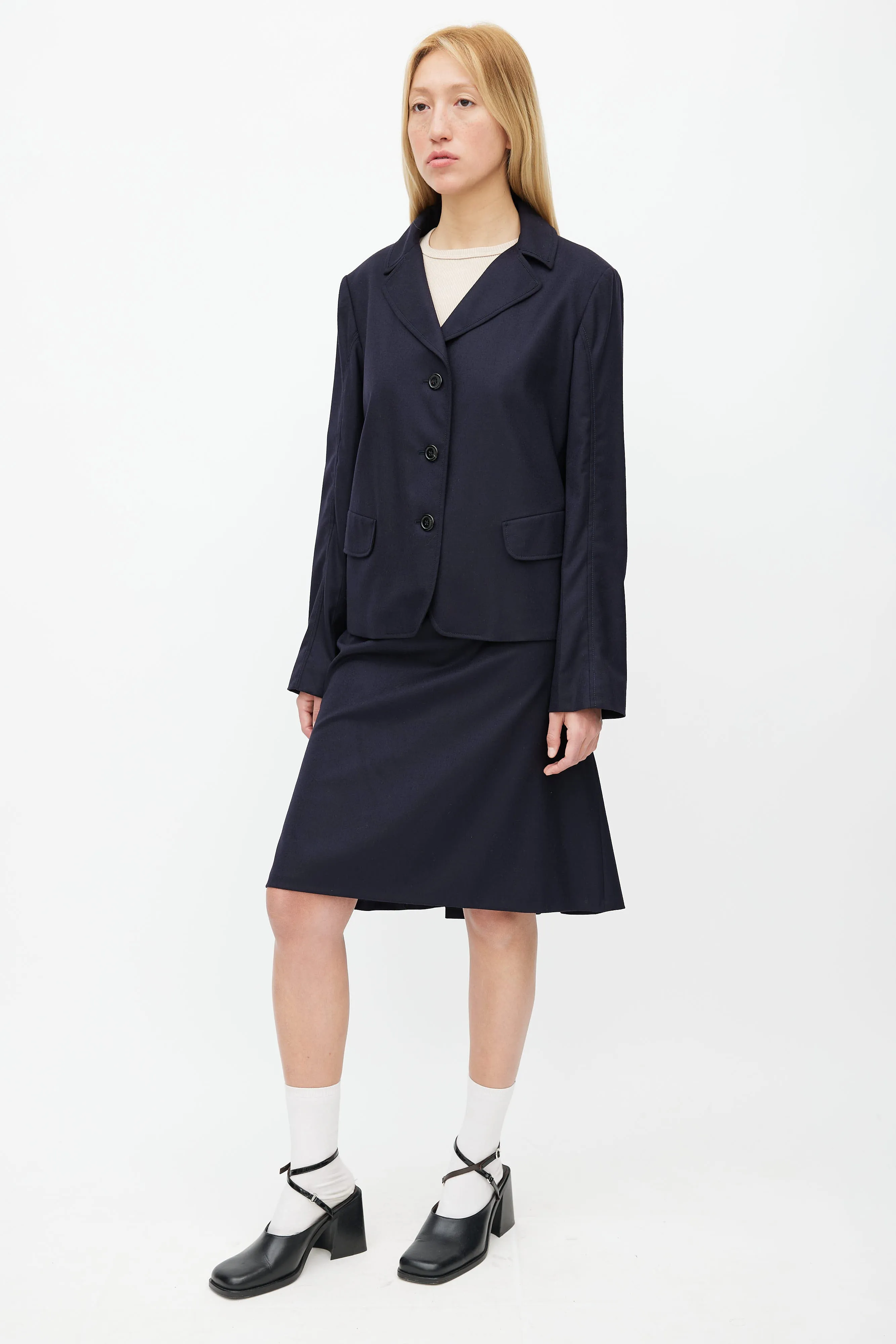Navy Blazer & Skirt Set