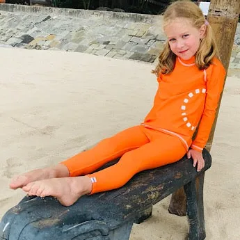 Orange/ white long-sleeved rash top (zipped)