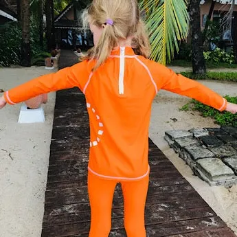 Orange/ white long-sleeved rash top (zipped)