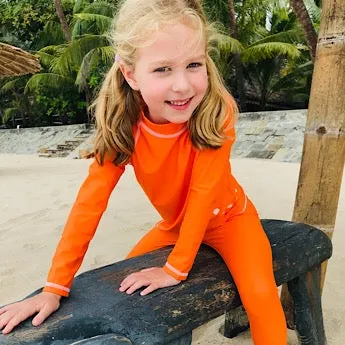 Orange/ white long-sleeved rash top (zipped)