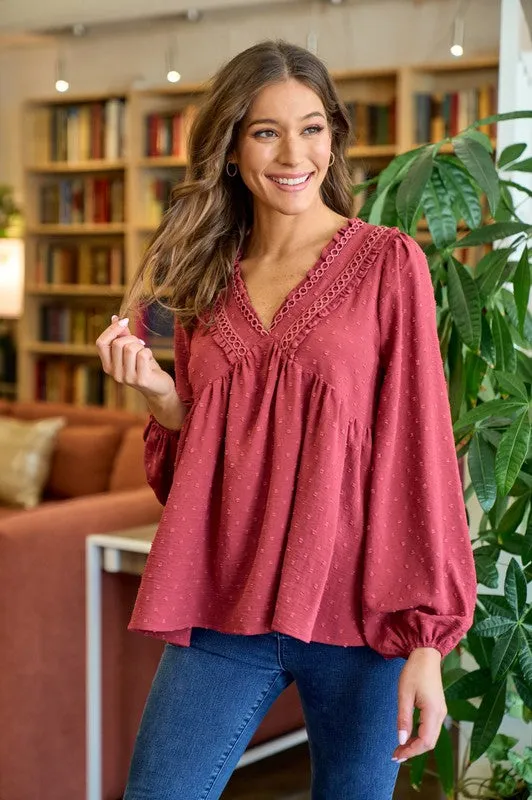 Pick Me Up Swiss Dot Blouse