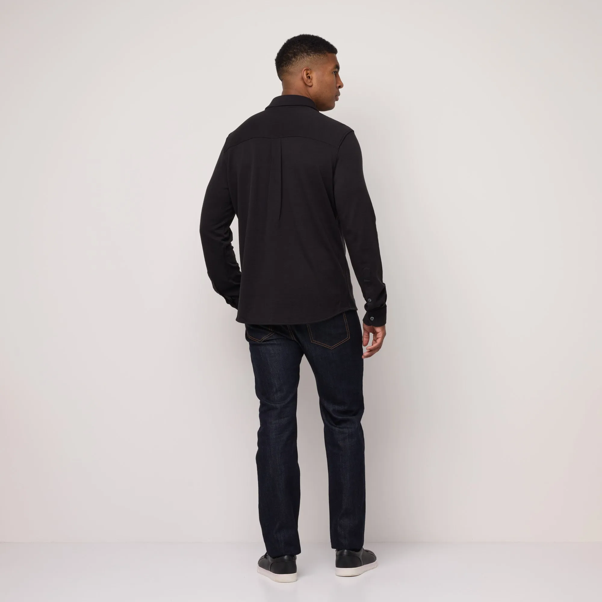 Pique Knit Button-Down Shirt