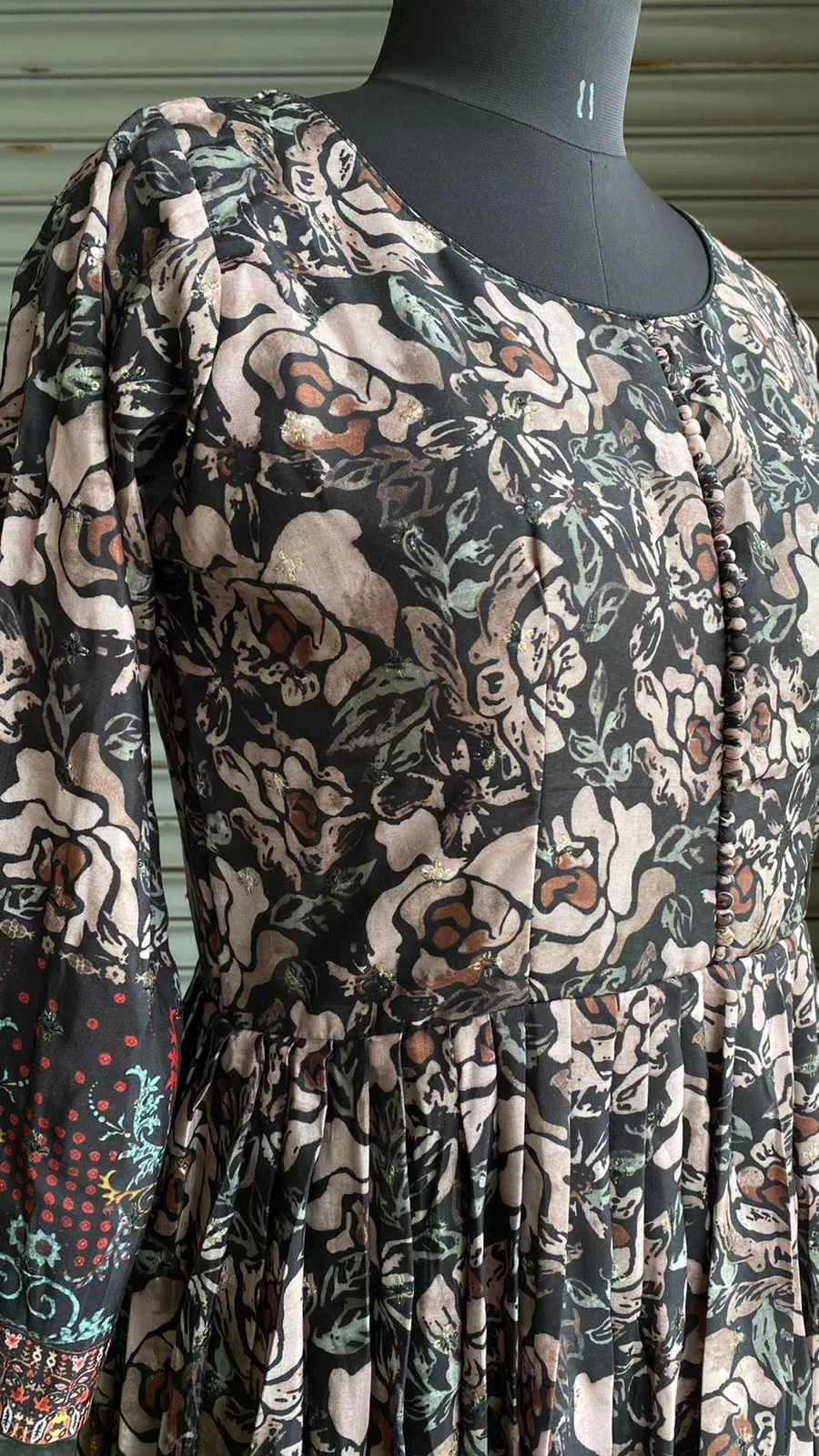 Pure muggu silk floral embroidery gown