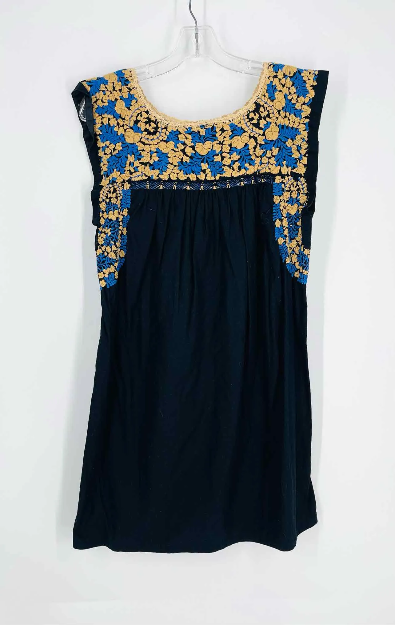Size M Bk/Br/Bl Print Embroidered Designer Dress