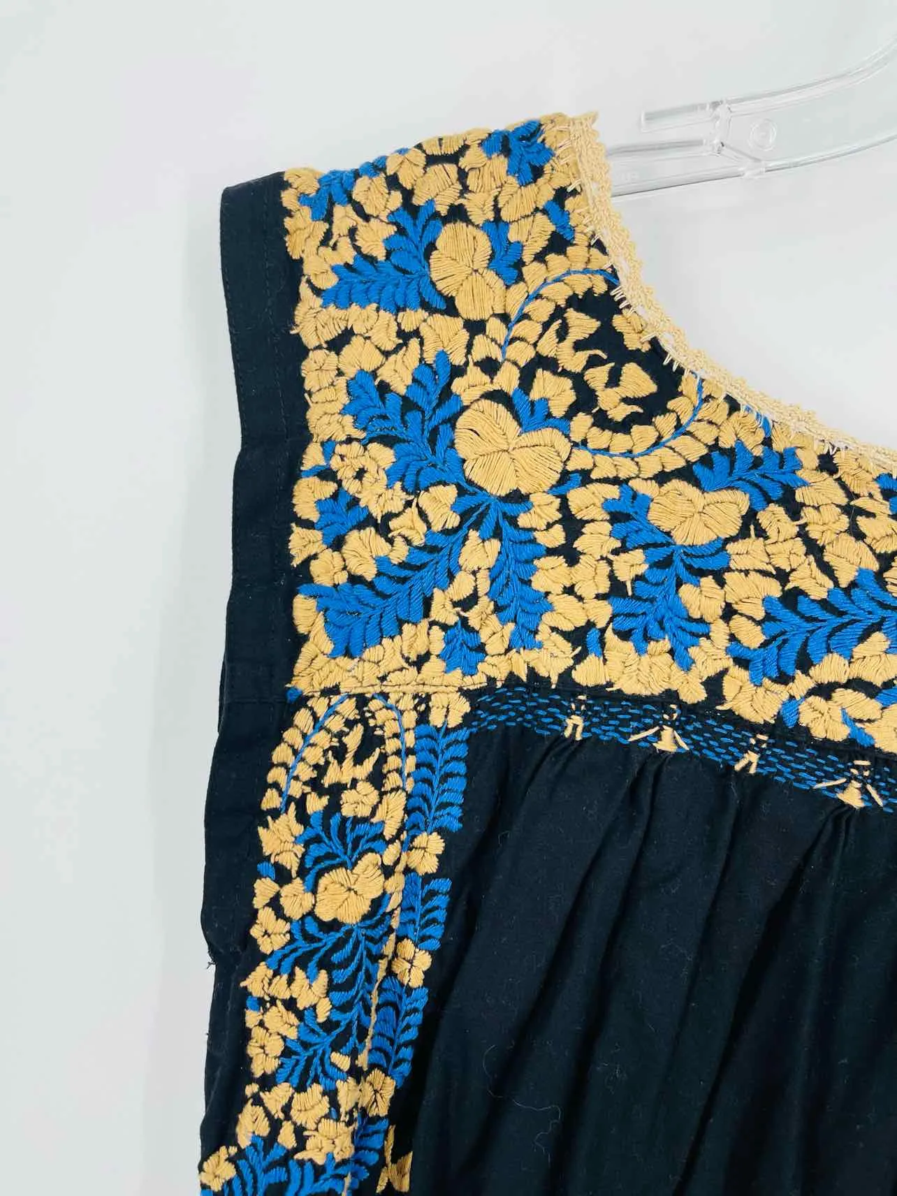 Size M Bk/Br/Bl Print Embroidered Designer Dress