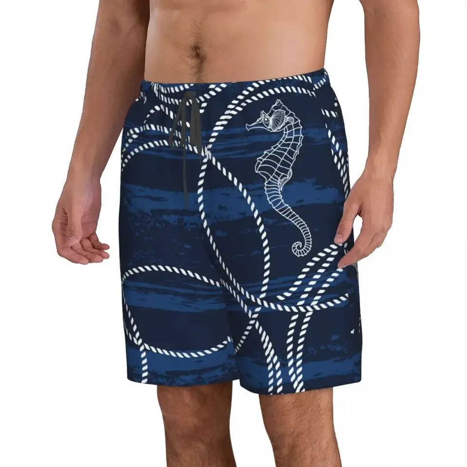 Swimwear Shorts Men: Seahorse Navy Blue
